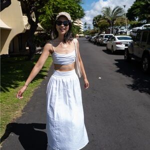 Reformation white linen dress set